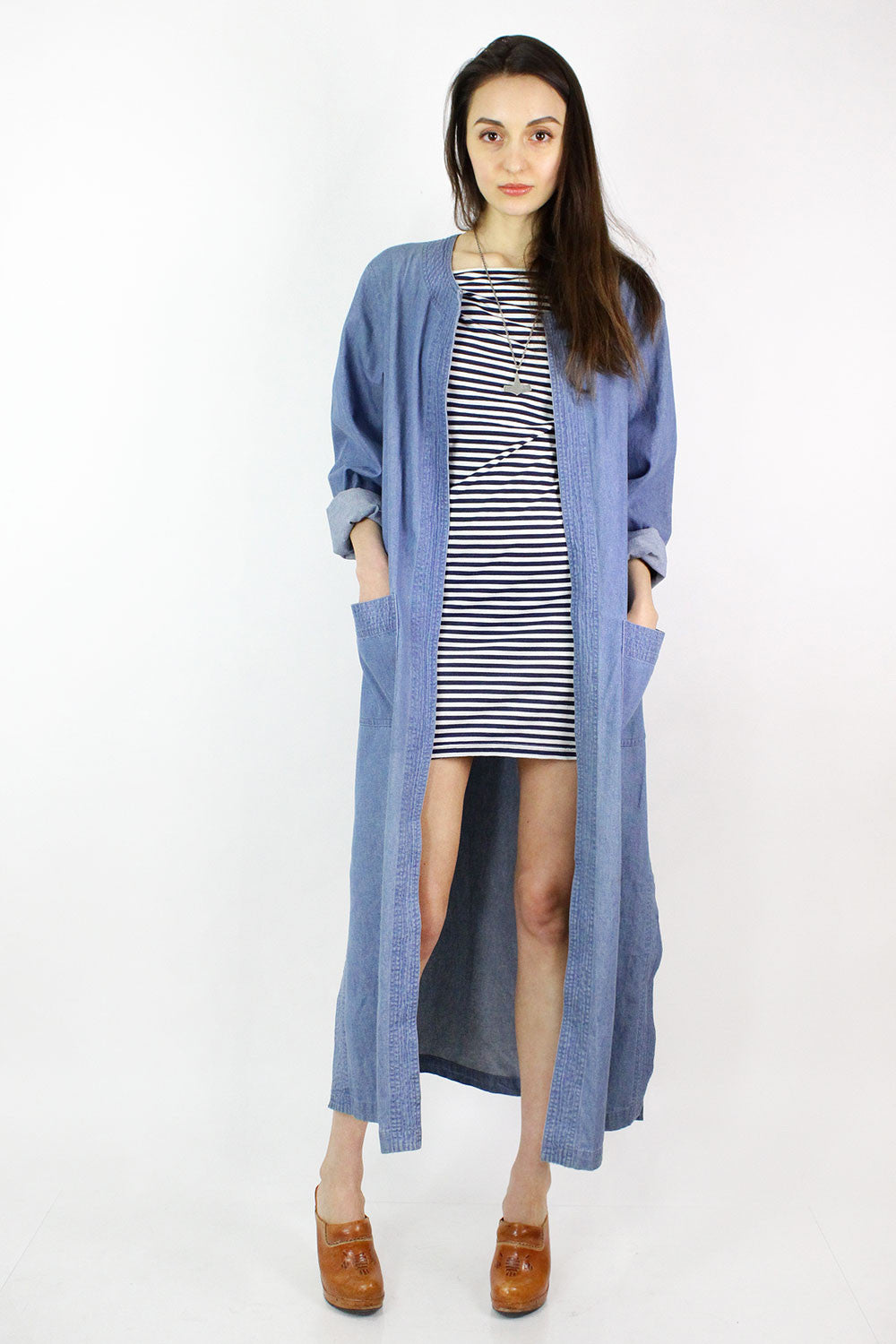 Denim Duster Coat L