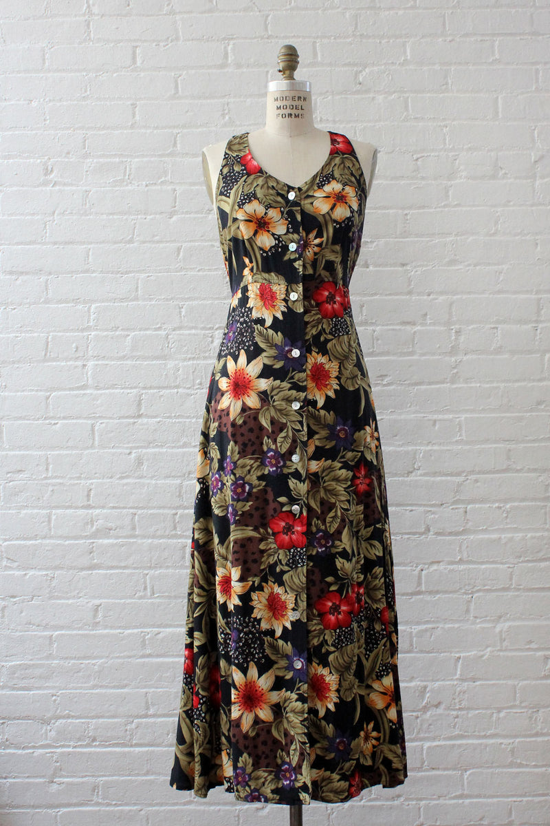 Tropical Floral Ladderback Dress M