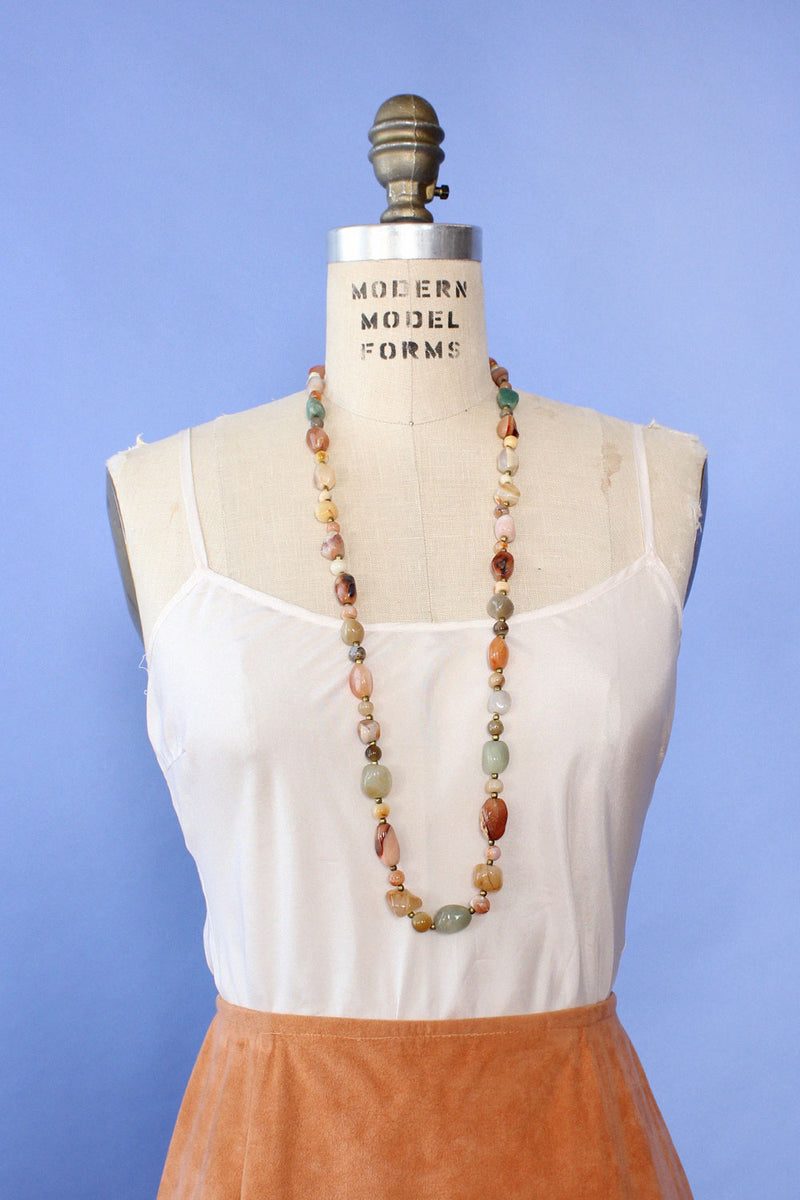 Polished Earthtone Stone Necklace