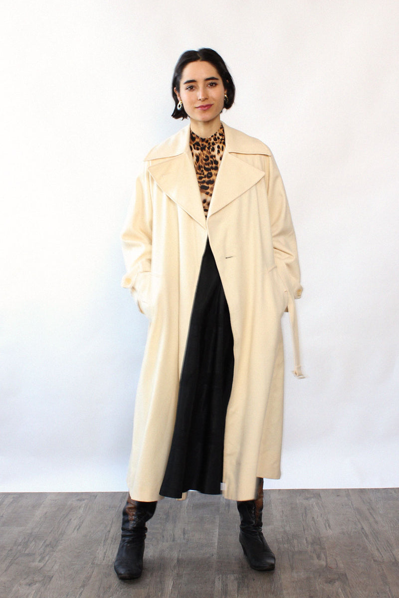 Ivory Wool Wrap Trench S/M