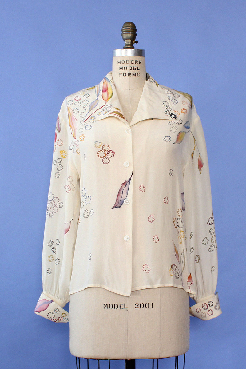 Carroll Hand Painted Silk Blouse S-L