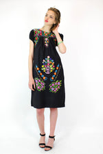 Mexican Embroidered Smock Dress S