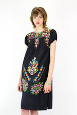 Mexican Embroidered Smock Dress S