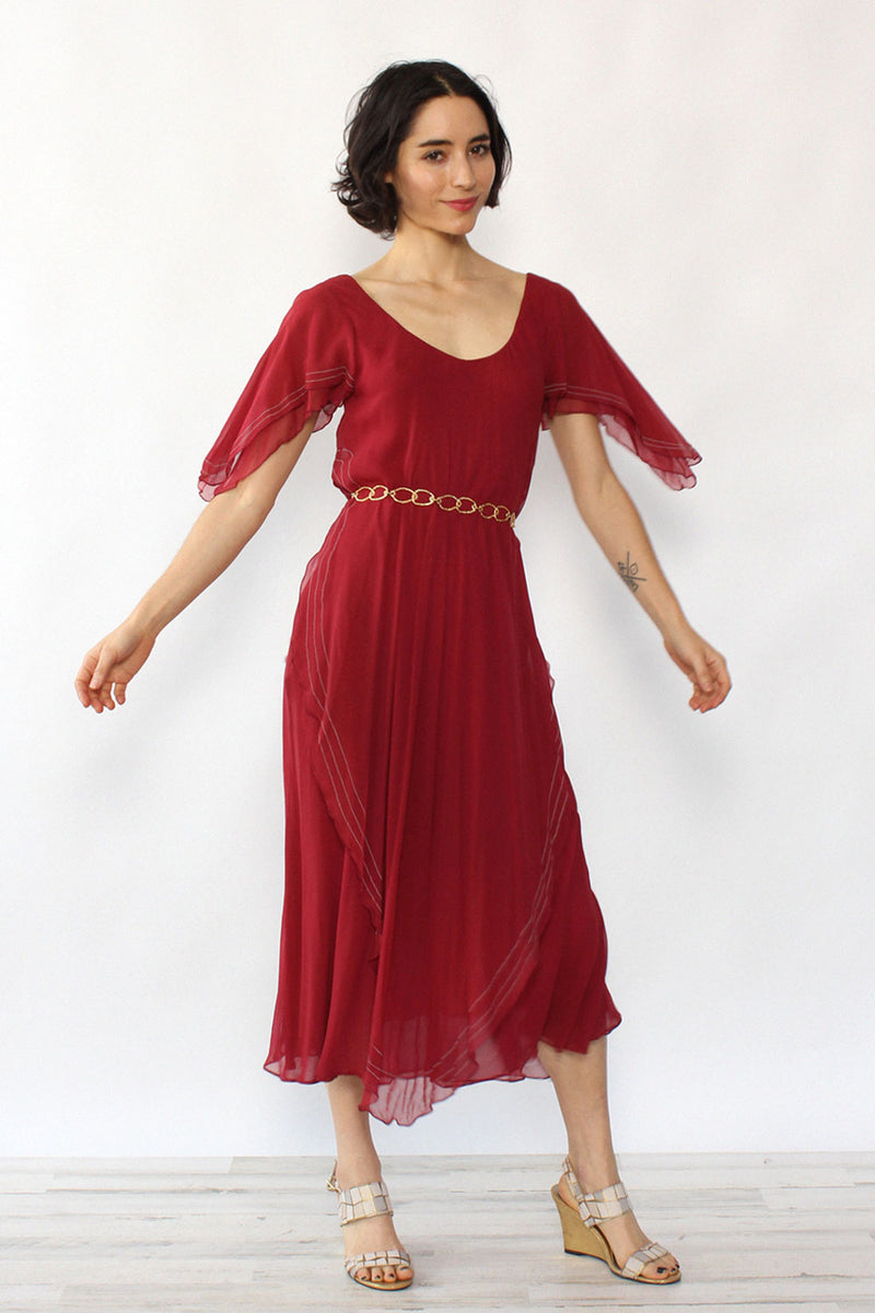 St. Simon Chiffon Drape Dress XS-M