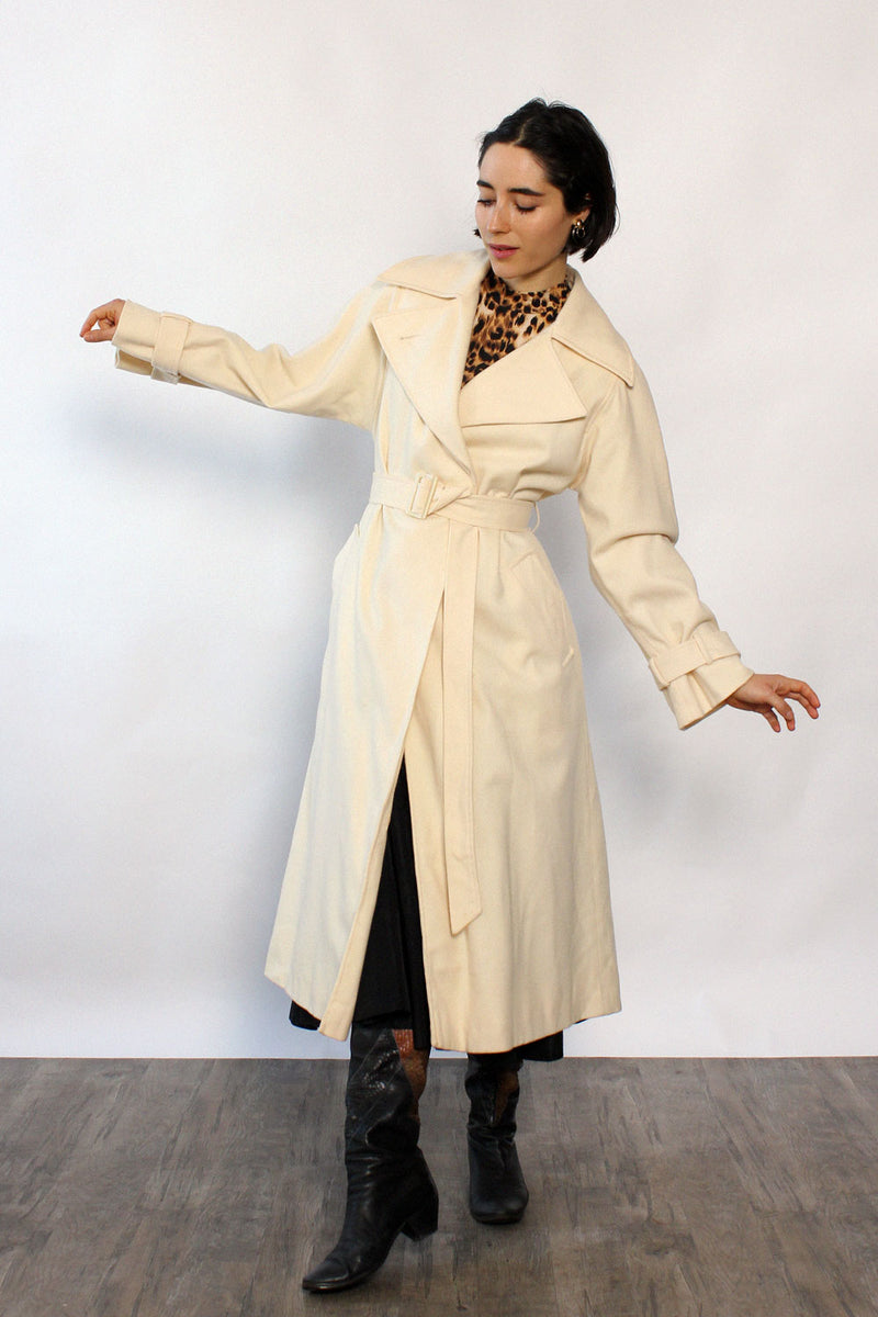 Ivory Wool Wrap Trench S/M