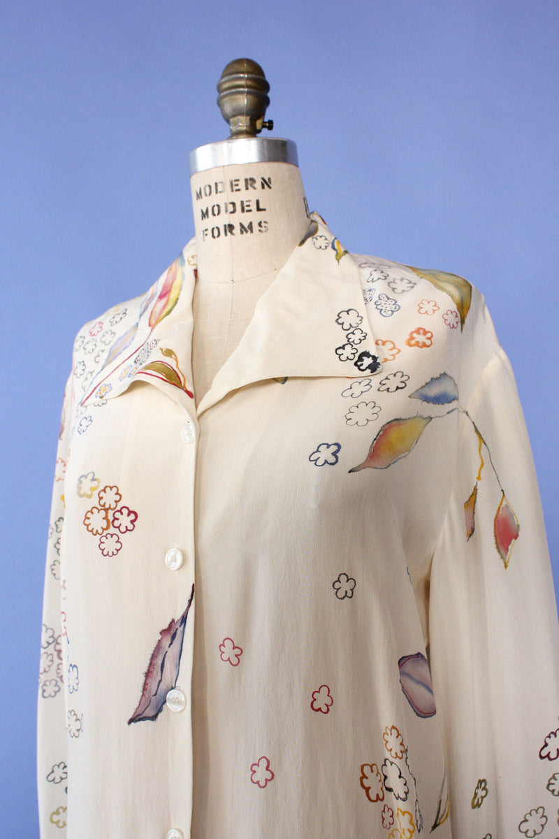 Carroll Hand Painted Silk Blouse S-L