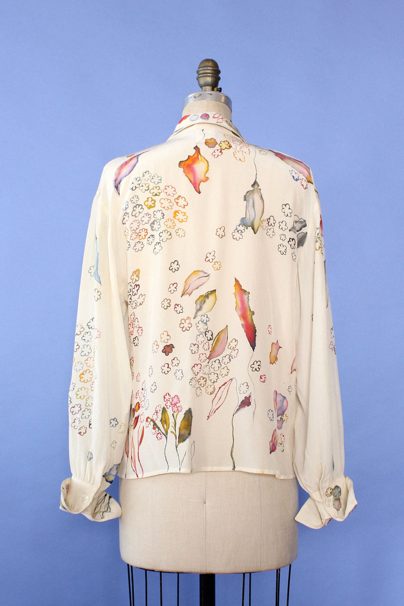 Carroll Hand Painted Silk Blouse S-L