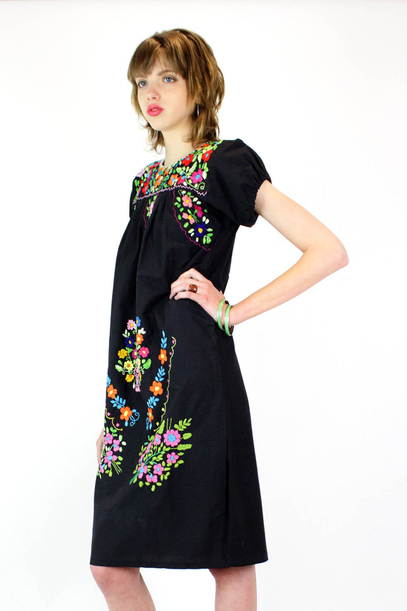 Mexican Embroidered Smock Dress S
