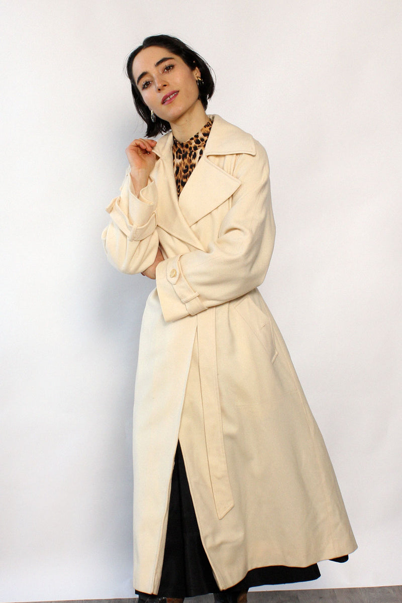 Ivory Wool Wrap Trench S/M