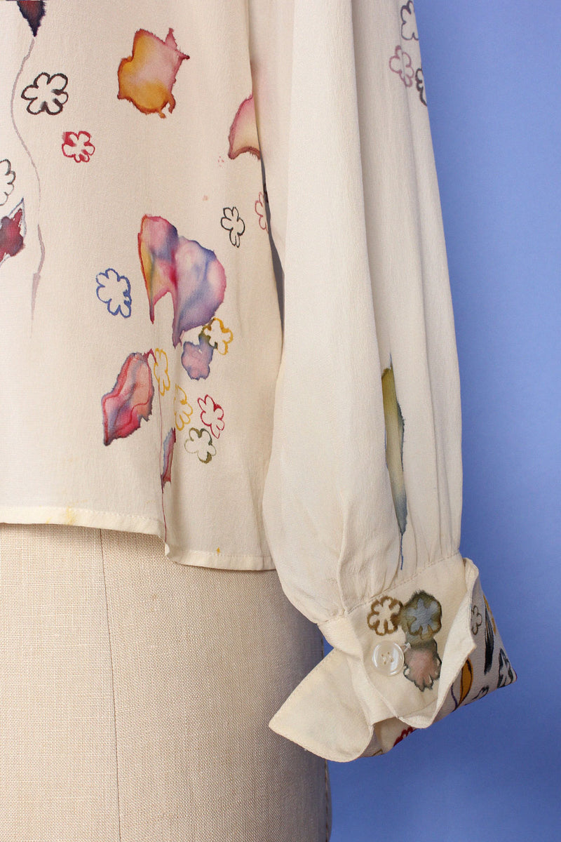 Carroll Hand Painted Silk Blouse S-L