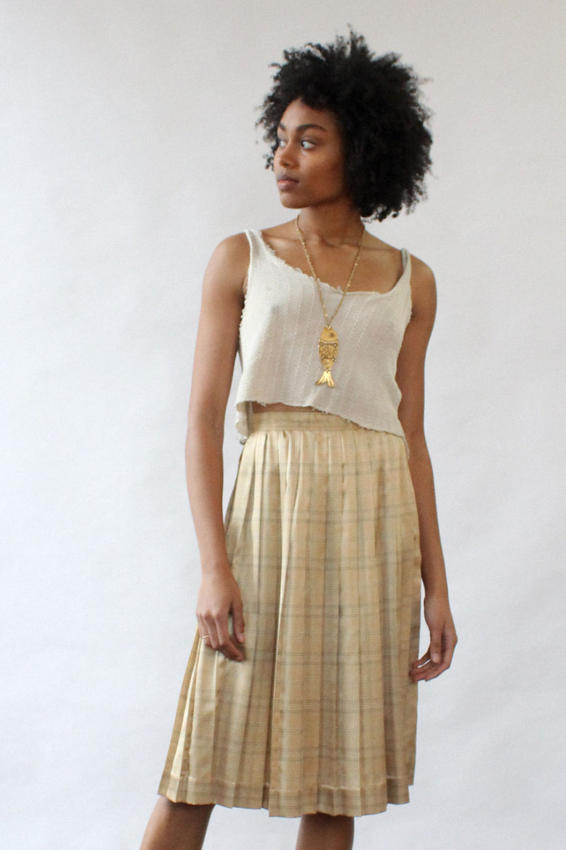Butterscotch Pleated Plaid Skirt XS