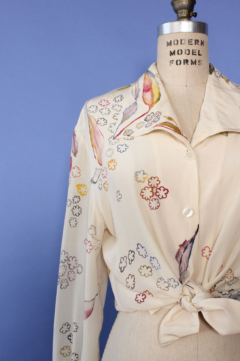 Carroll Hand Painted Silk Blouse S-L