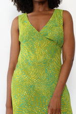 Lime and Teal Bias Cut Dress M