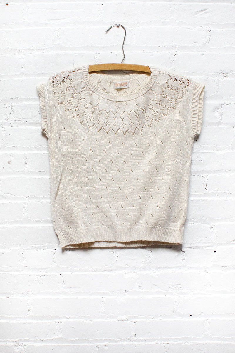 Cream Pointelle Top