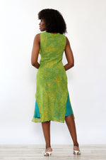 Lime and Teal Bias Cut Dress M