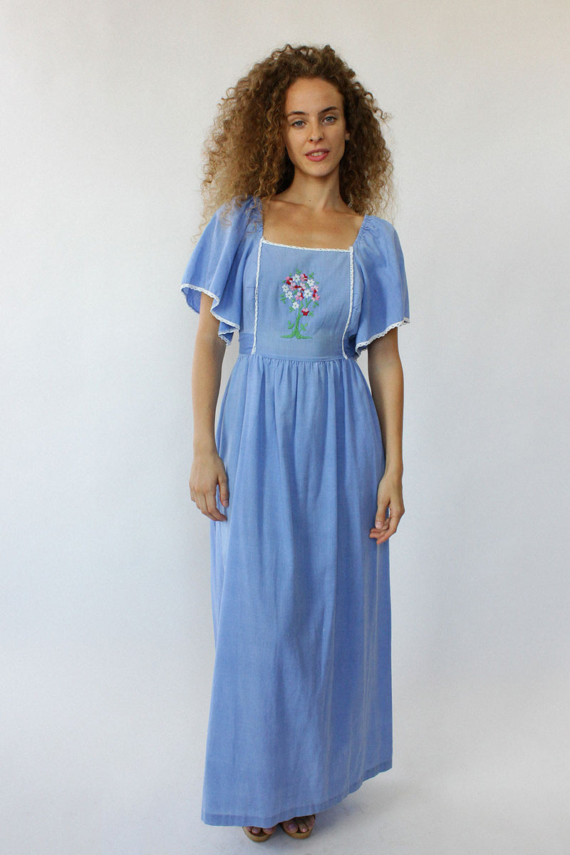 Embroidered Bouquet Maxi Dress S/M