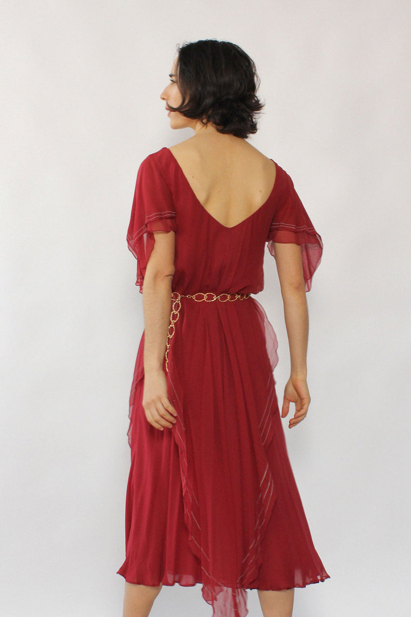 St. Simon Chiffon Drape Dress XS-M