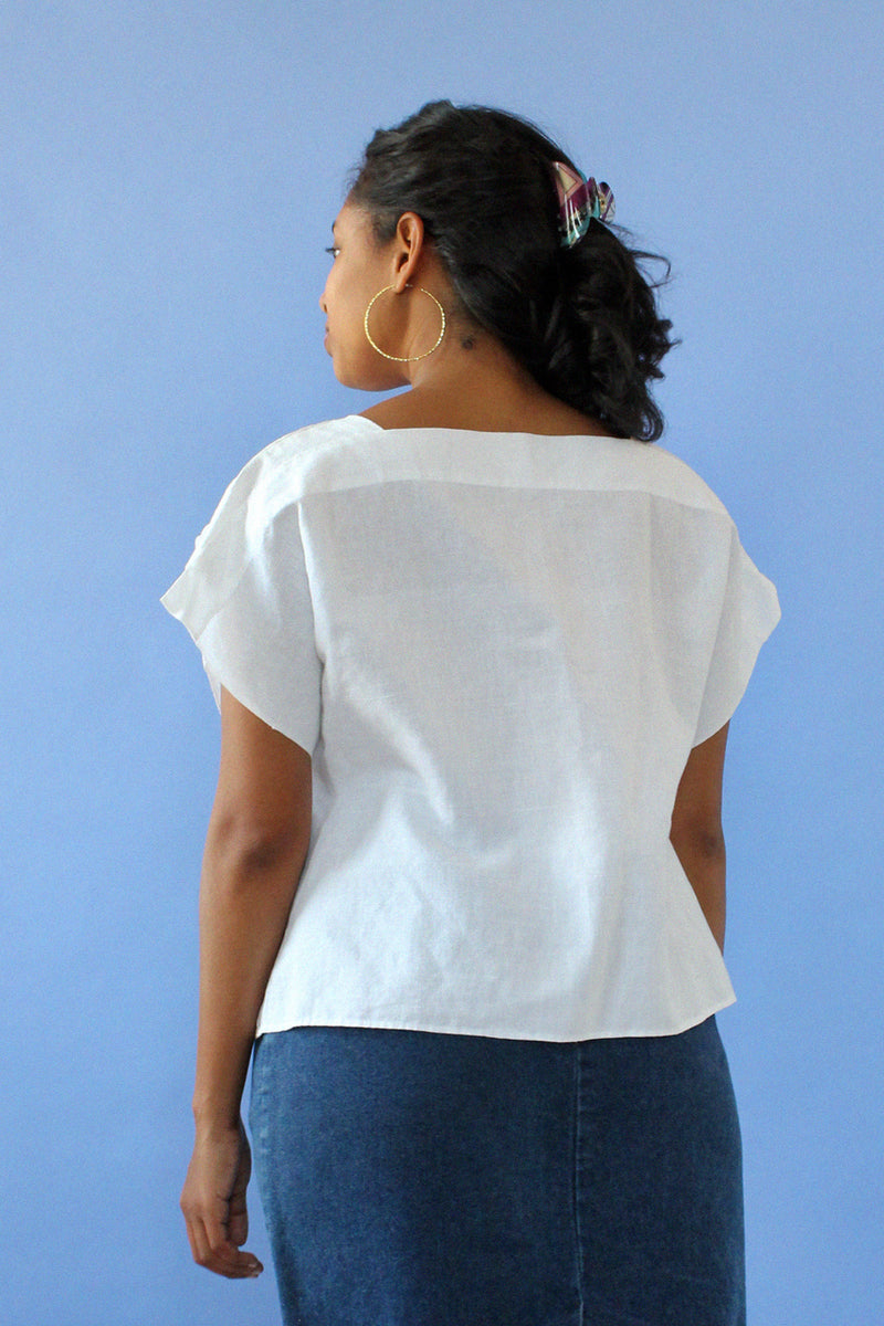 Crisp White Lace Trim Top M/L