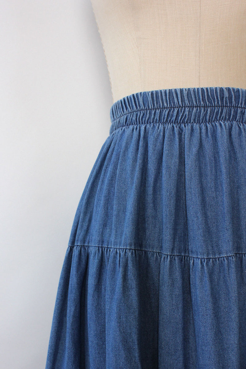 Tiered denim skirt top