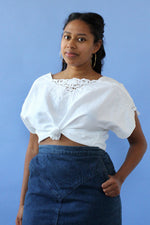 Crisp White Lace Trim Top M/L