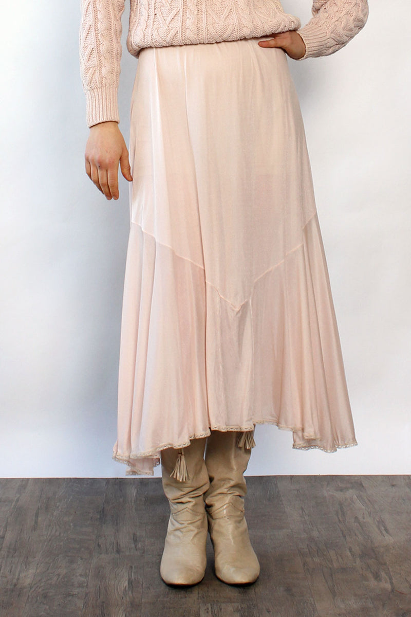 Ballet Pink Flared Slip Skirt S/M