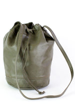 olive green leather bucket bag