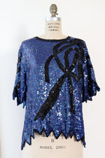 Royal Blue Sequined Bow Top M