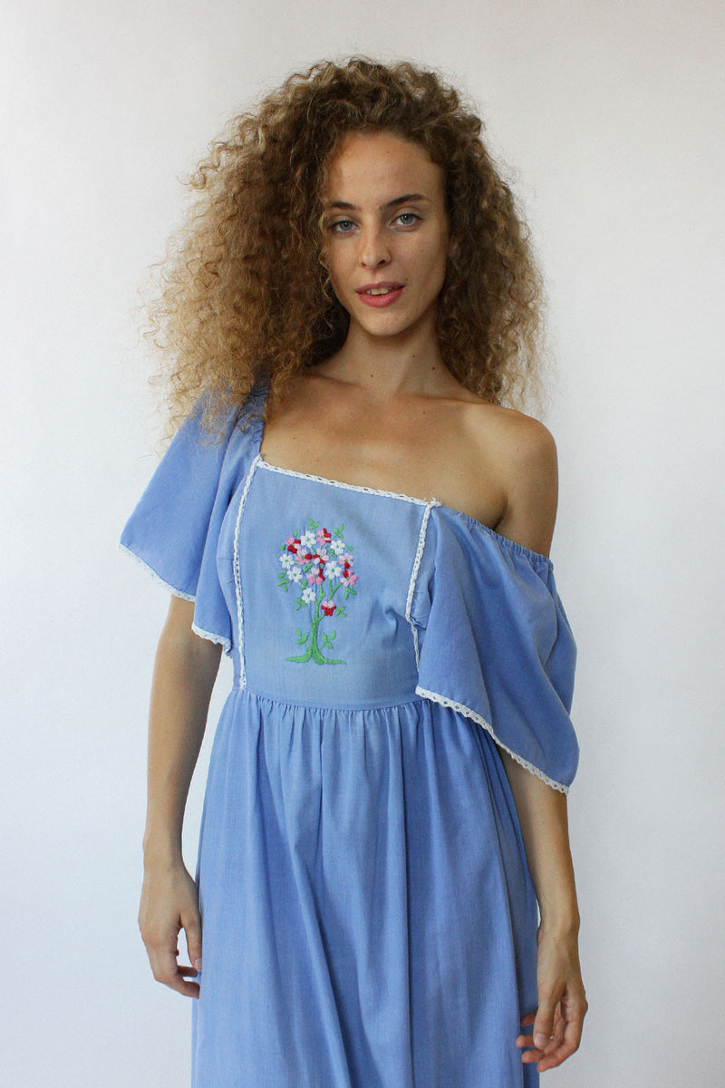 Embroidered Bouquet Maxi Dress S/M