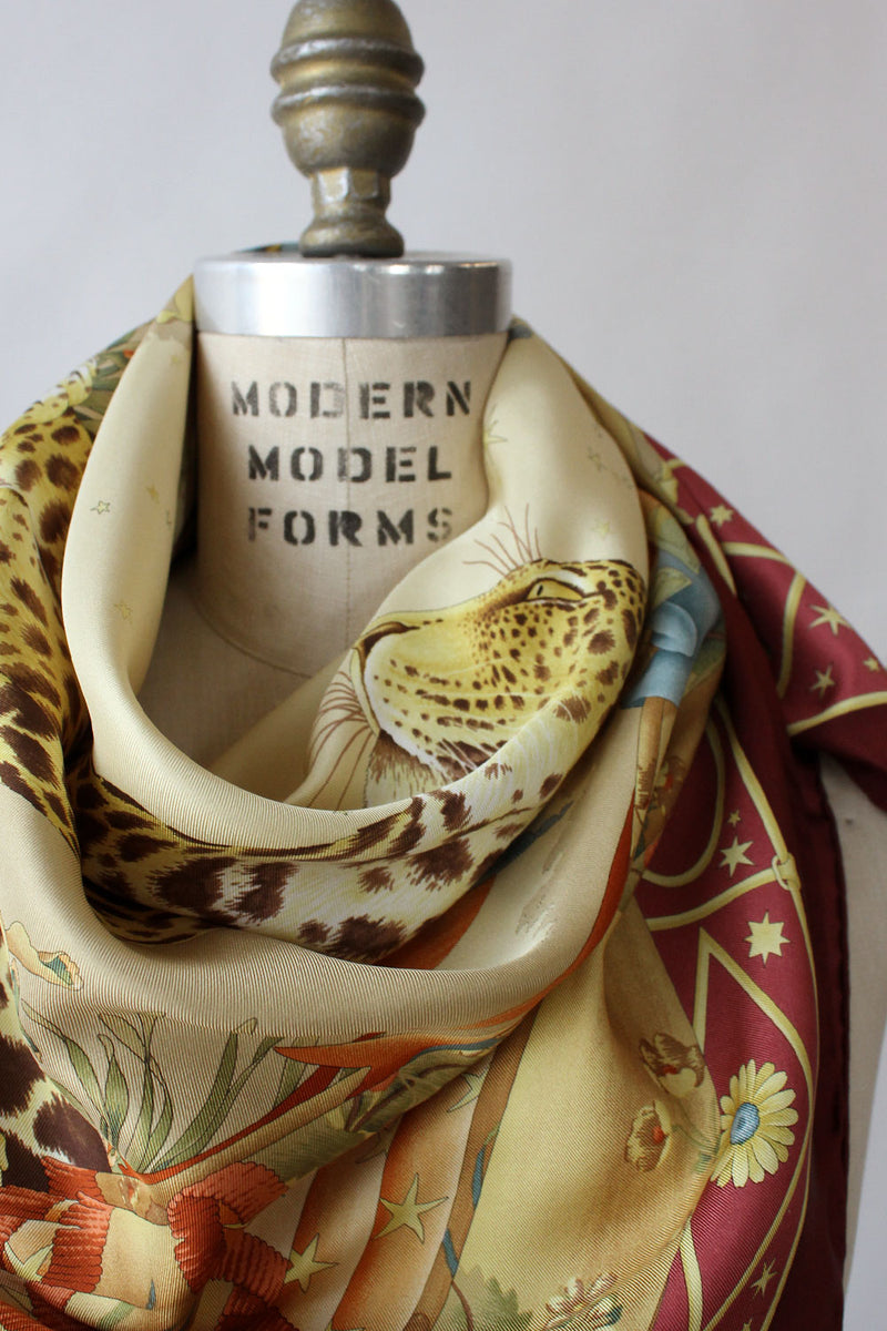 Ferragamo Mystical Leopard & Fairy Silk Scarf