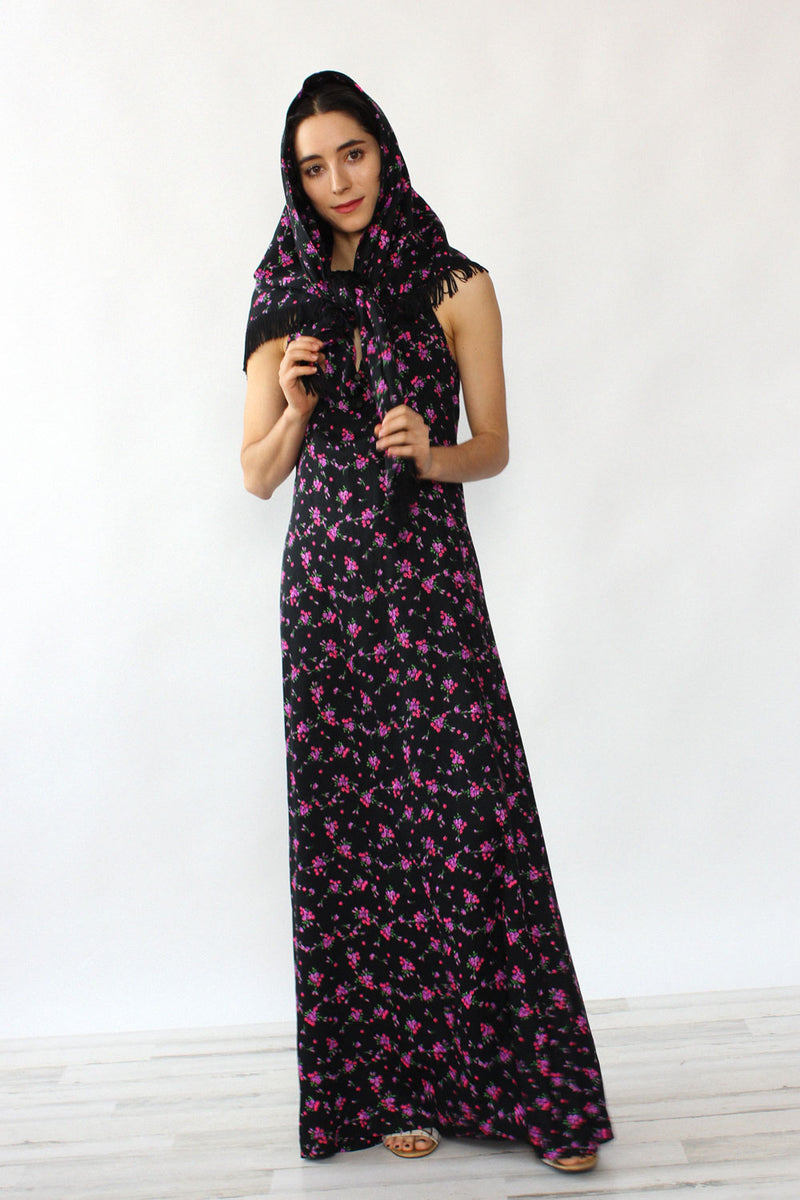 Violet Floral Halter w/ Shawl S/M