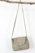 Carlos Falchi Pebbly Leather Taupe Cinch Purse