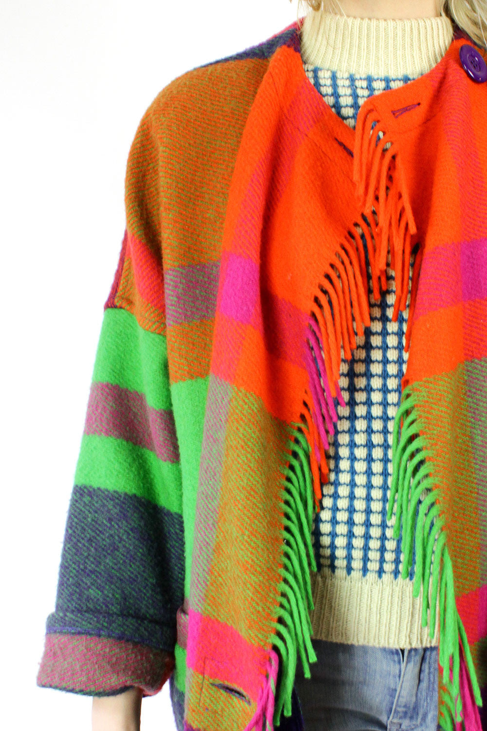 Plaid Blanket Coat M/L