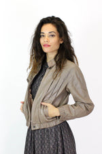 vintage cropped leather biker jacket