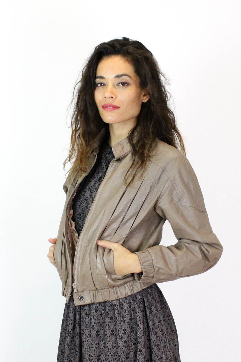 vintage cropped leather biker jacket