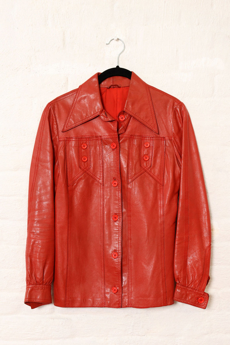 Rust Leather Shacket XS
