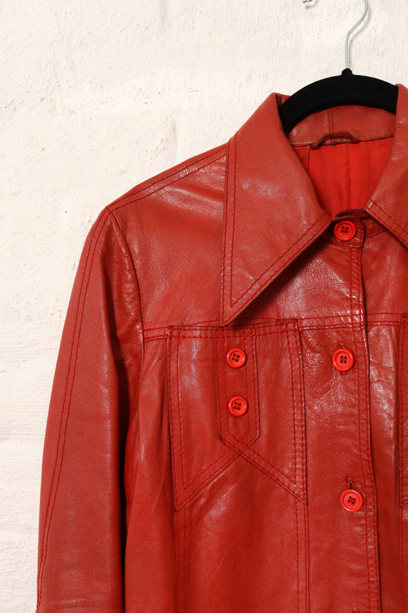 Rust Leather Shacket XS