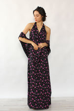 Violet Floral Halter w/ Shawl S/M