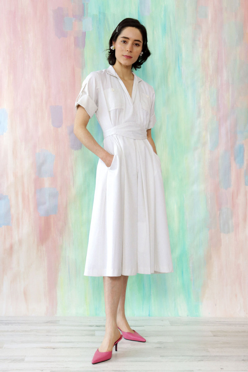 Crisp Ivory Utility Dress XS