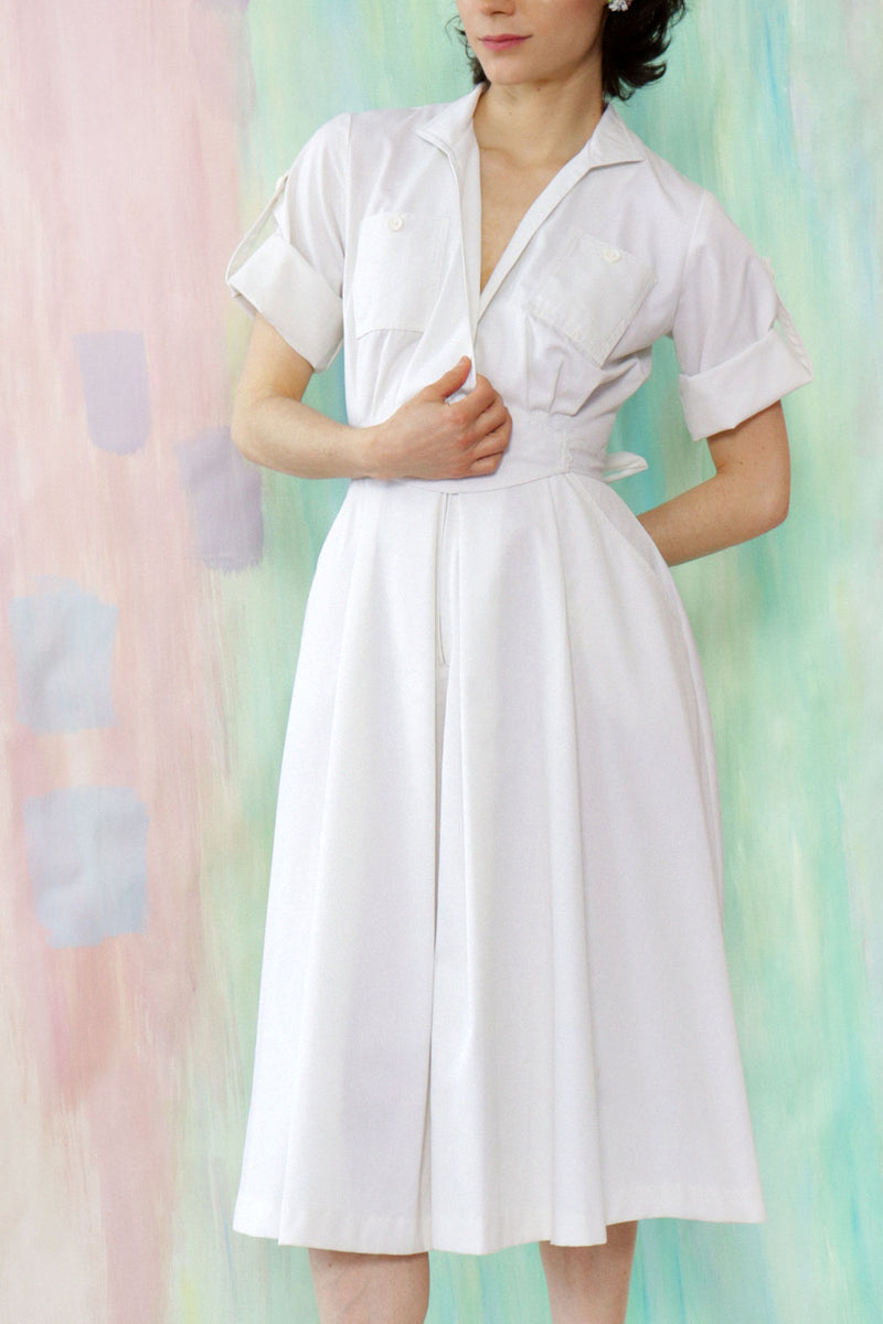 Crisp Ivory Utility Dress XS