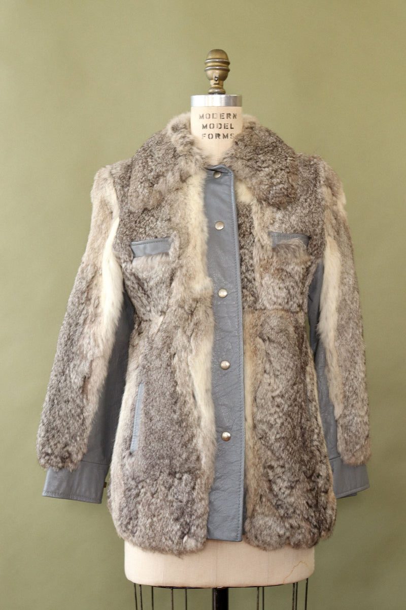 Silver Rabbit Fur Jacket S