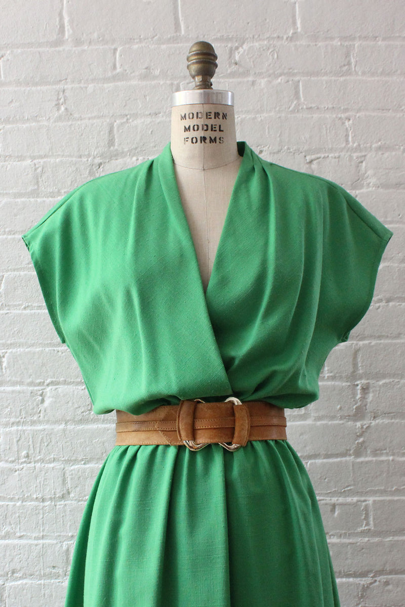 Kelly Green Wrap Front Dress L