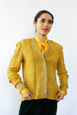 Oscar De La Renta Gold Fleck Cardigan M/L