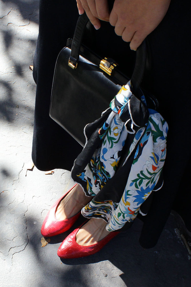 Folk Floral Silk Scarf
