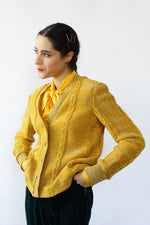 Oscar De La Renta Gold Fleck Cardigan M/L
