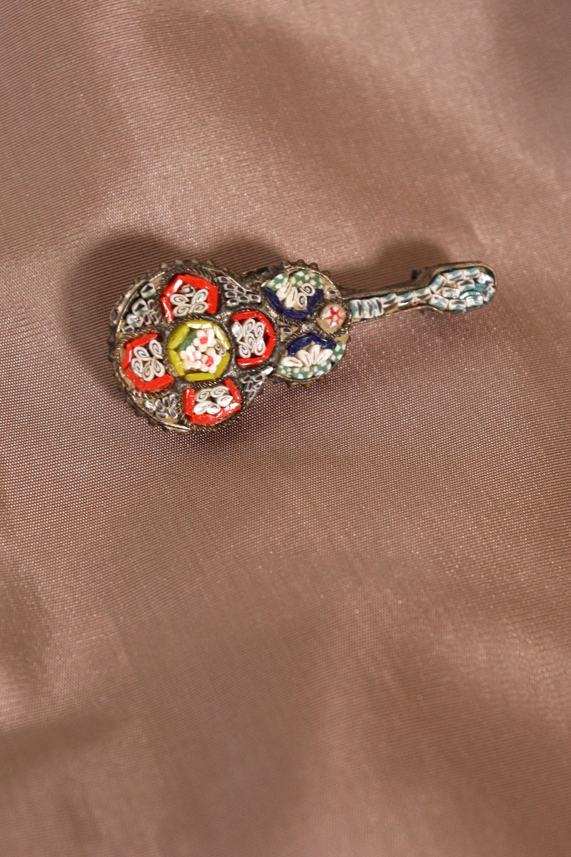 Italian Micro Mosaic Violin Pin