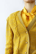 Oscar De La Renta Gold Fleck Cardigan M/L