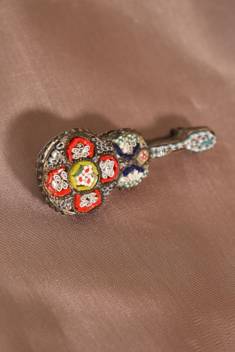 Italian Micro Mosaic Violin Pin