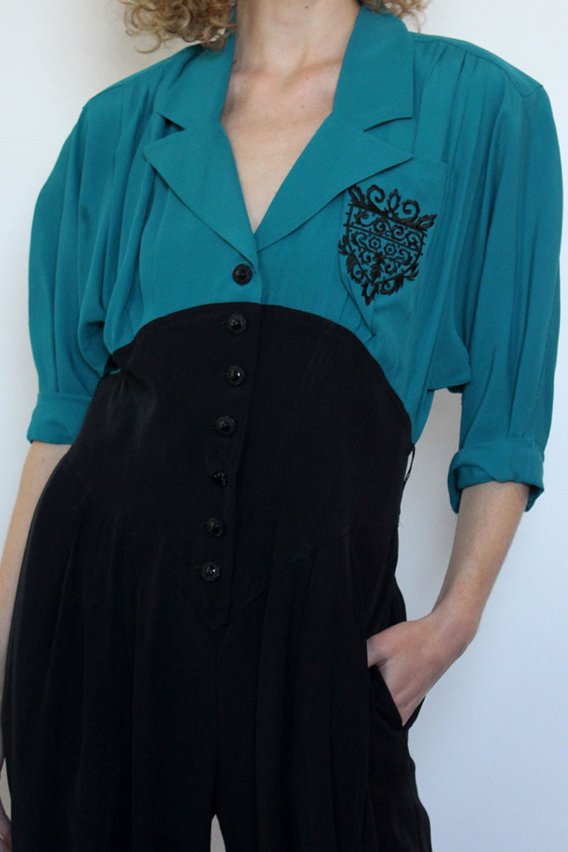 Teal Two Tone Jumpsuit M