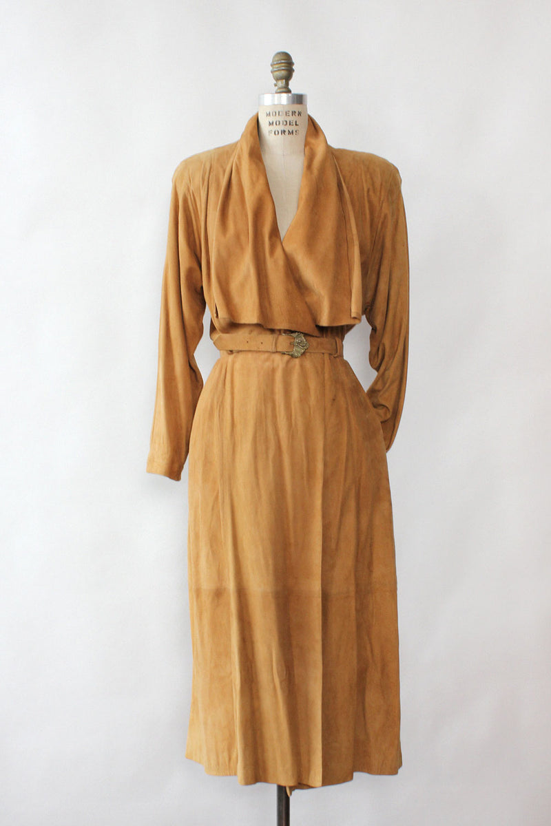 Draped Suede Duster Dress M/L