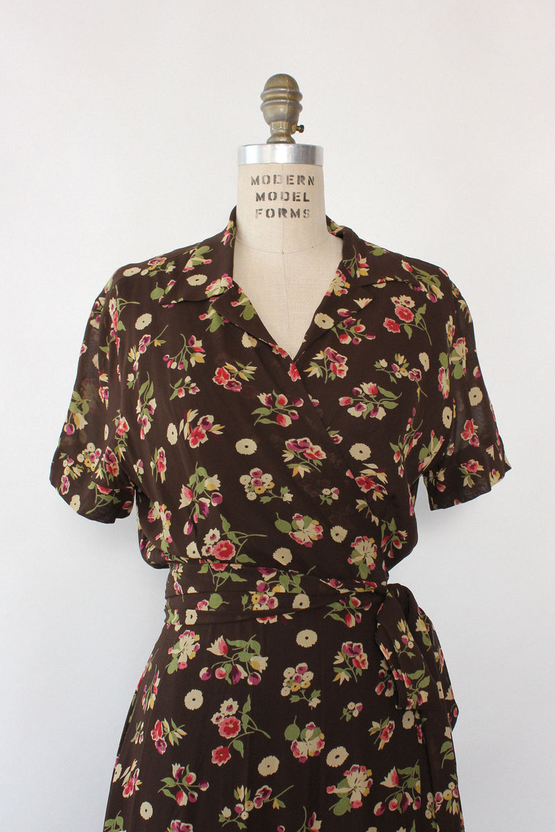 September Floral Maxi Wrap Dress L